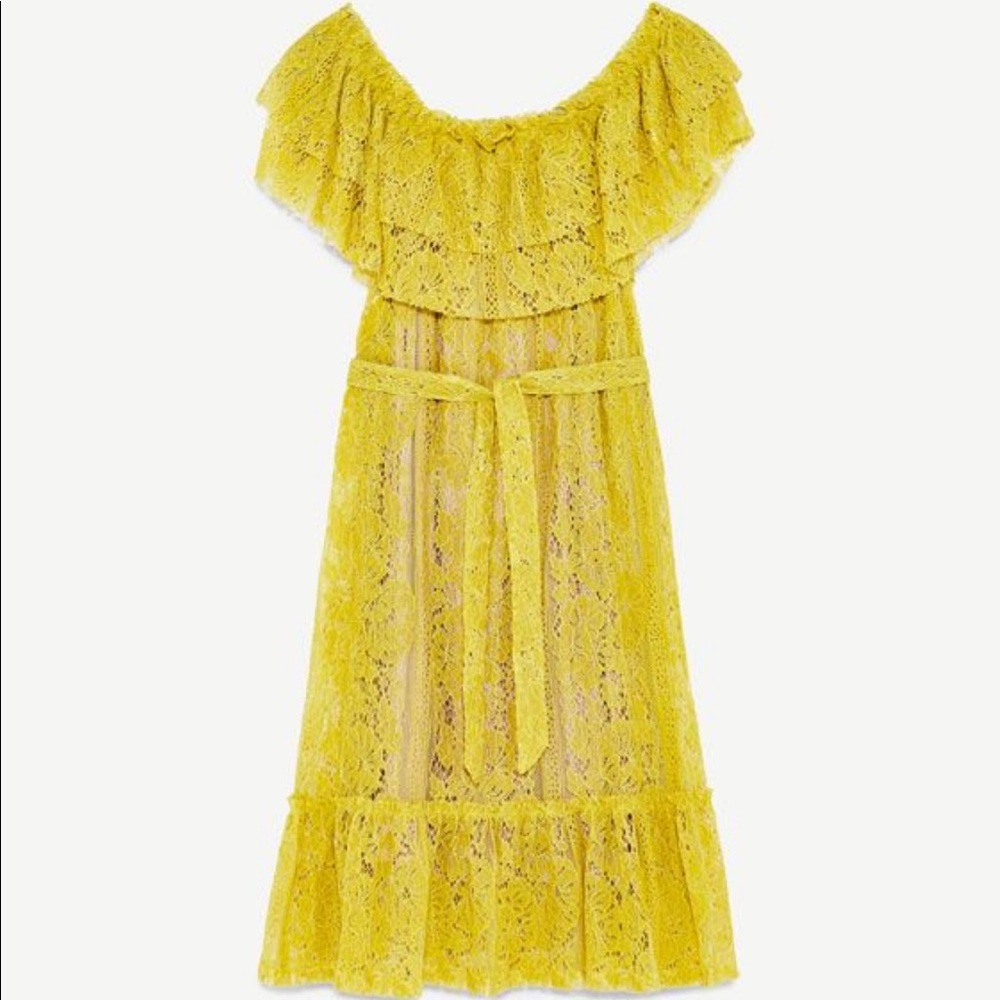 Yellow Lace Zara Dress - NWT!